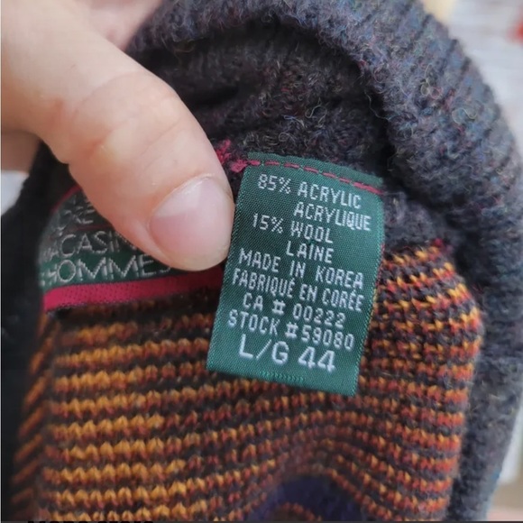 SEARS THE MEN’S STORE Vintage wool blend cardigan sweater, abstract - Picture 3 of 7